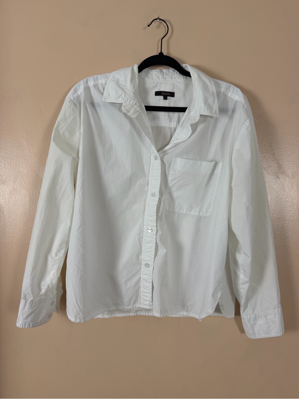 Quince Organic Cotton cropped long sleeve classic button down
